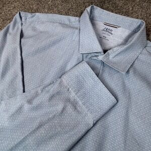 IZOD Saltwater Relaxed Classic Men XXL Blue Micro Dot Button Down Shirt Long Slv